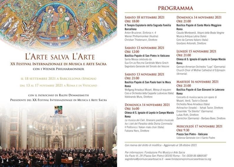 L’Arte salva L’Arte, XX Festival Internazionale Pro Musica e Arte Sacra